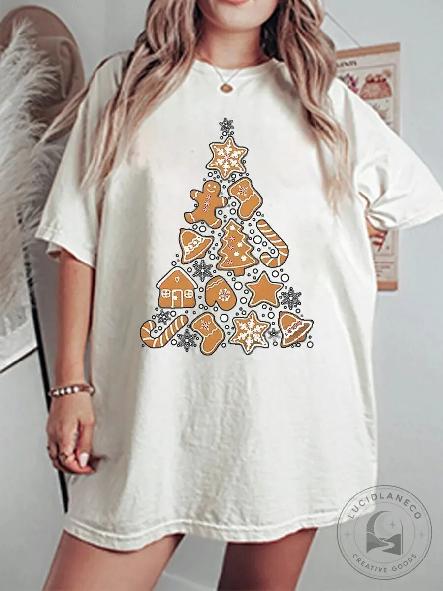 Gingerbread Man Christmas Tree Cookies Holiday Graphic T-Shirt