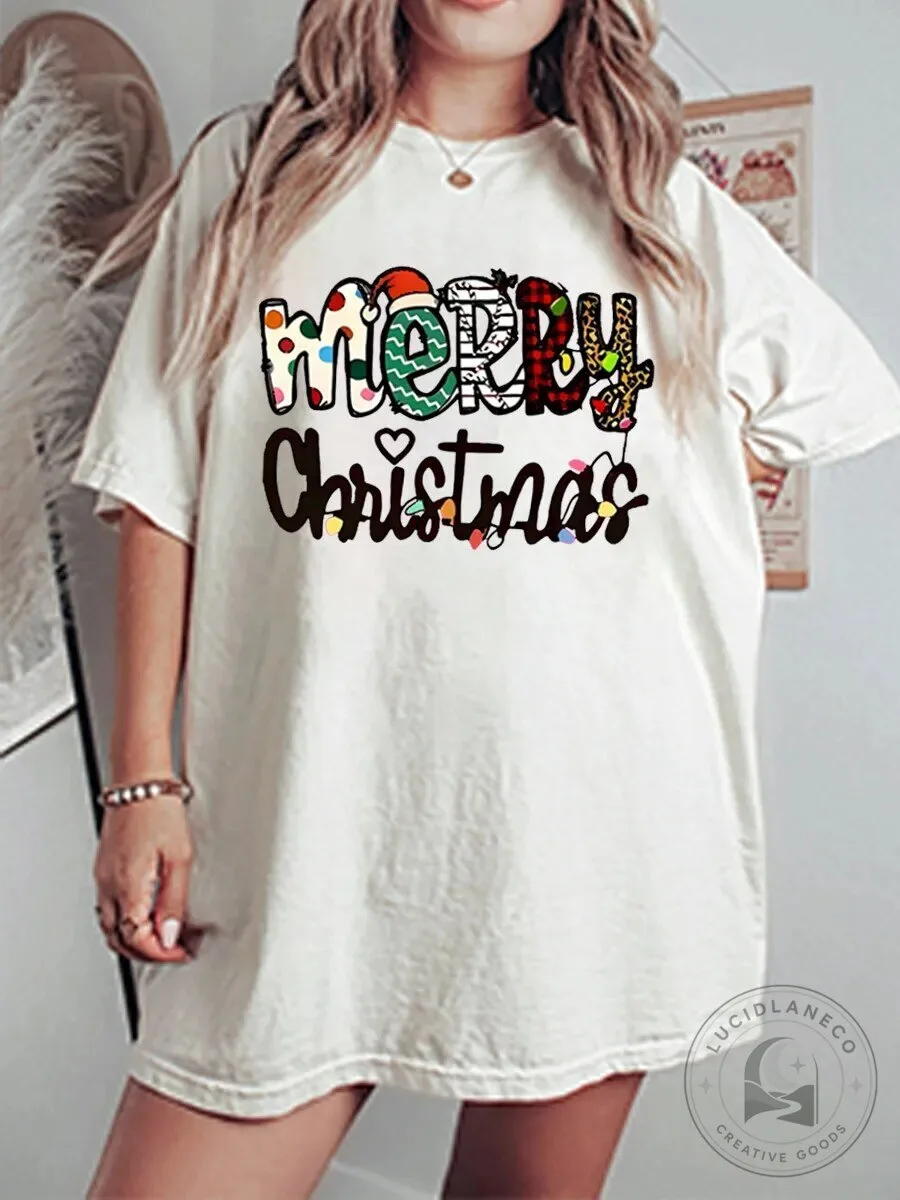 Merry Christmas Vintage Oversized Graphic T-Shirt