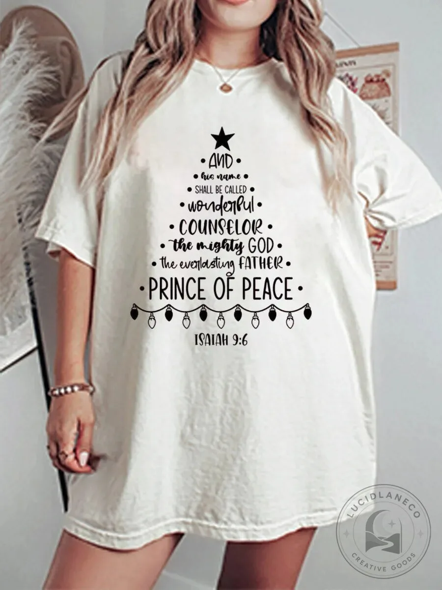 Prince of Peace Christmas Tree Religious Scripture Graphic T-Shirt